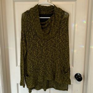 Miraclesuit‎ Women's Cowl Neck Crochet Knit Olive Sweater. Size Medium